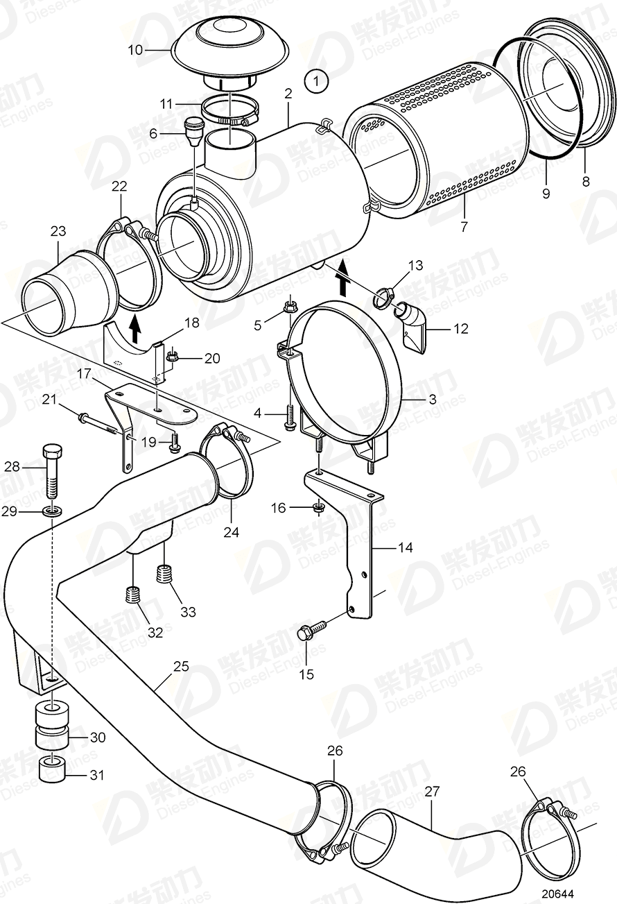 VOLVO Air cleaner 3838590 Drawing